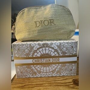 Christian Dior Gold Cosmetic Bag and Box Set